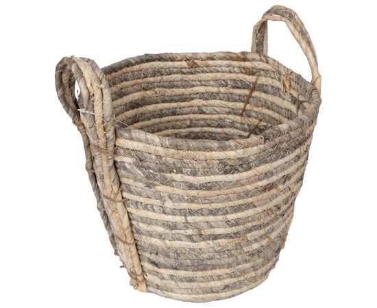 Basket MIAMI-2, D26xH24cm, grey stripes