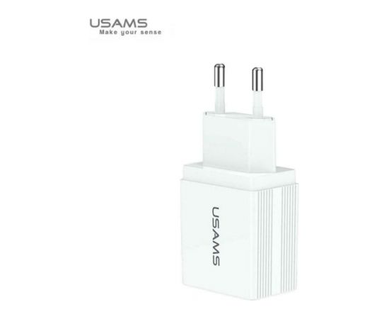 Usams US-CC090 Gudrais Divu USB ligzdu 2.1A Ātrs Tīkla lādētājs Balta