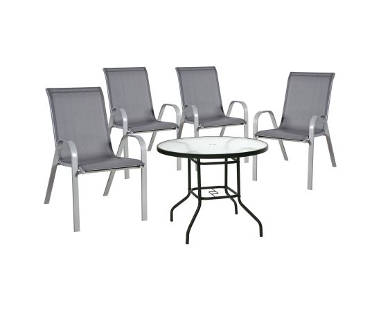 Садовая мебель DUBLIN стол и 4 стула, серый Dārza mēbeļu komplekti