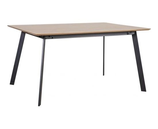 Ēdamistabas galds HELENA 160x90xH75cm, galda virsma: ozola finieris MDF, apdare: lakots, kājas: melns metāls