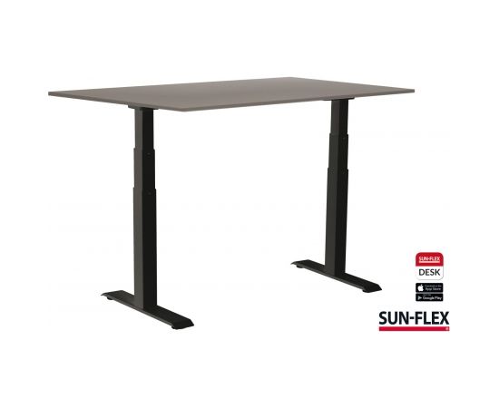 Regulējama augs. rakstāmgalds SUN-FLEX 600806+650604, elektrisks, divi motori, balsta rāmis, pelēka galda virsma 140x80cm Офисные столы