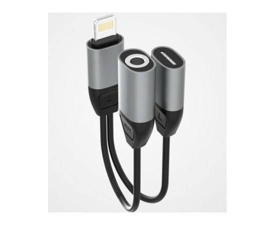 HQ Dudao L17i Адаптер для наушников Lightning на Lightning переходник + 3,5 мм Mini Аудио & конектор Заряда Jack Серый