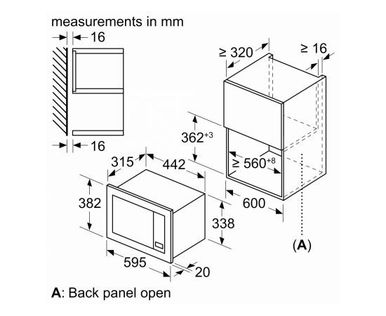 Bosch BFL623MS3 s2 mikroviļņu krāsns, iebūvējama, melna