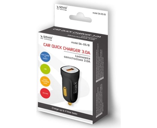 Savio Car Quick Charge charger Savio SA-05/B 3.0A, 1xUSB