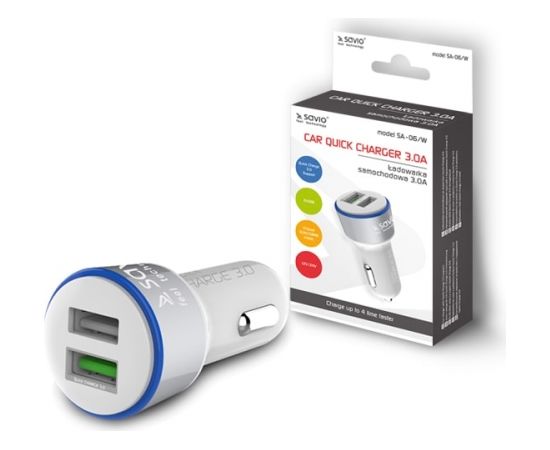 Savio Car Quick Charge charger Savio SA-06/W 3.0A, 2xUSB