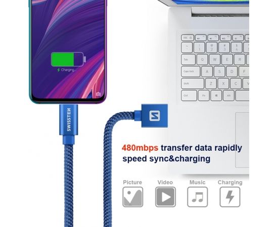 Swissten Textile Универсальный Quick Charge 3.1 USB-C USB Кабель данных 1.2м