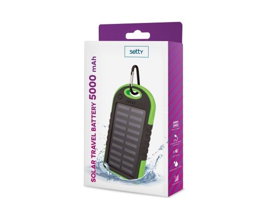 Setty Solar Power Bank 5000mAh Портативный аккумулятор 5V 1A + 1A + Micro USB Кабель