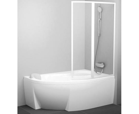 Ravak vannas siena VSK2 vannai Rosa, 1600 mm, h=1500, kreisā puse, balts/caurspīdīgs stikls Dušas vannu sienas