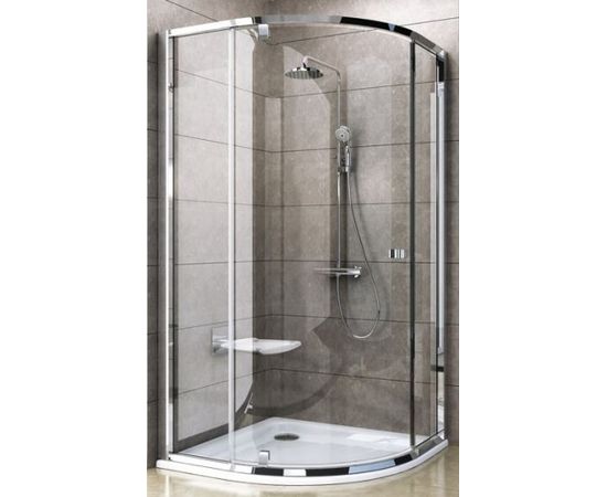 Ravak dušas stūris PSKK3, 900x900 mm, h=1900, r=500, satīns/caurspīdīgs stikls