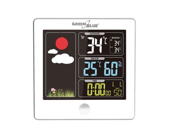 Greenblue Wireless Weather Station Outside Sensor Alarm Colorful Display Green Blue GB521W