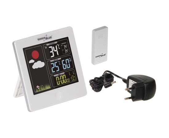 Greenblue Wireless Weather Station Outside Sensor Alarm Colorful Display Green Blue GB521W