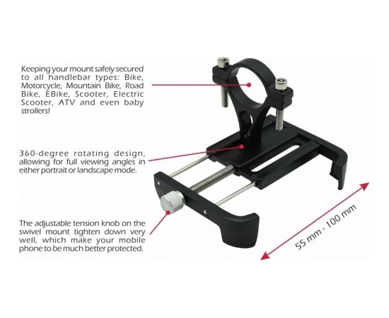 Swissten BM1 Alumīnija Velosipēda turētājs mobilajam telefonam 4-7"