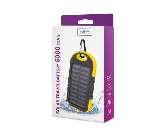 Setty Solar Power Bank 5000mAh Universāla Ārējas uzlādes baterija 5V 1A + 1A + Micro USB Kabelis