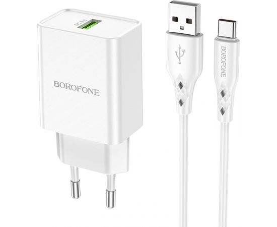 Зарядное устройство для телефона Borofone BN5 USB / 5V / 3A / 18W + кабель USB-C белый