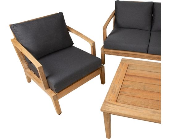 Dārza mēbeļu komplekts MALDIVE galds, dīvāns, 2 krēsli un pufs