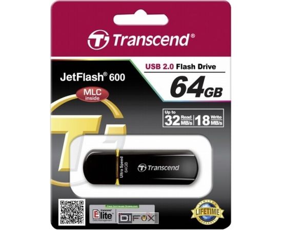 Transcend JetFlash 600      64GB USB 2.0