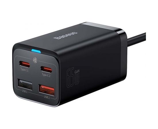 Baseus Quick Charger GaN3 Pro, 2x USB-C, 2x USB, 65W (black)