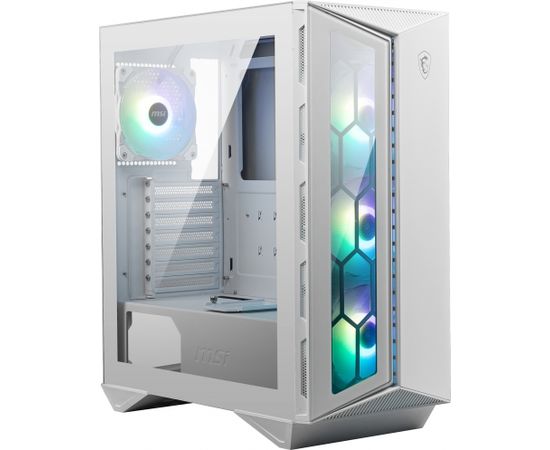 MSI MPG GUNGNIR 110R WHITE Mid Tower Gaming Computer Case 'White, 4x 120mm ARGB Fan, 1 to 6 ARGB Control board, USB Type-C, Tempered Glass, Center, ATX, mATX, mini-ITX'