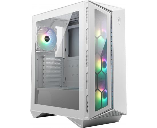 MSI MPG GUNGNIR 110R WHITE Mid Tower Gaming Computer Case 'White, 4x 120mm ARGB Fan, 1 to 6 ARGB Control board, USB Type-C, Tempered Glass, Center, ATX, mATX, mini-ITX'