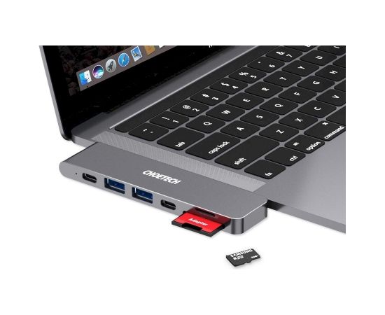 Choetech HUB-M14 for Macbook Pro 7in2 USB-C Thunderbolt 3 Silver Docking Station 100W
