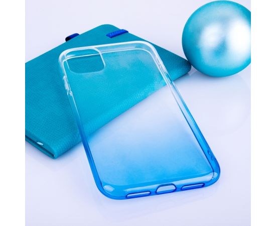 Fusion Gradient case silikona aizsargapvalks Samsung G990 Galaxy S21 FE caurspīdīgs - zils