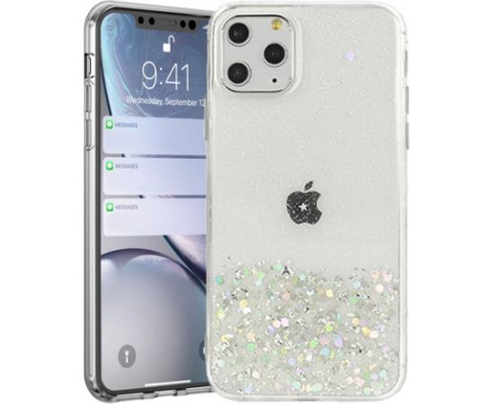 Fusion glue glitter silikona aizsargapvalks Apple iPhone 13 Pro caurspīdīgs