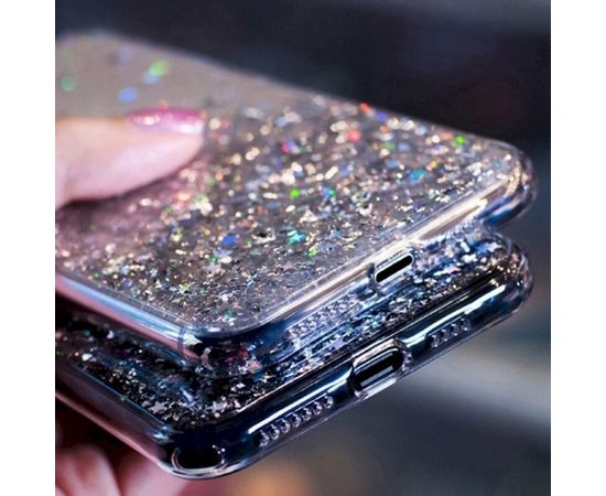 Fusion glue glitter silikona aizsargapvalks Apple iPhone 13 Pro caurspīdīgs