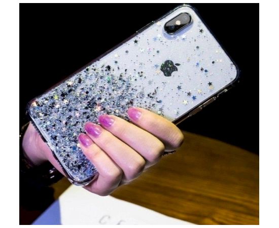 Fusion glue glitter silikona aizsargapvalks Apple iPhone 13 Pro caurspīdīgs