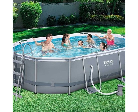 Bestway 56448 Power Steel Oval Pool Set Baseini