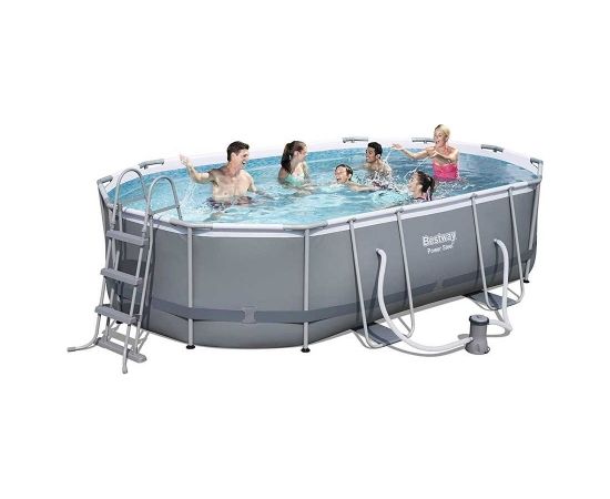 Bestway 56448 Power Steel Oval Pool Set Baseini