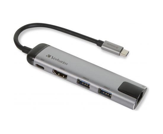 Verbatim 49141 interface hub USB 3.2 Gen 1 (3.1 Gen 1) Type-C 1000 Mbit/s Black, Silver