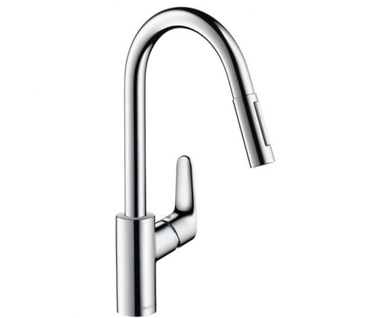 Hansgrohe virtuves izlietnes maisītājs ar izvelkamu dušu Focus 240, stainless steel