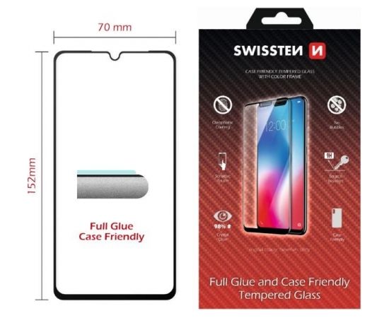 Swissten Full Face Tempered Glass Aizsargstikls Pilnam Ekrānam Xiaomi MI 9 Melns