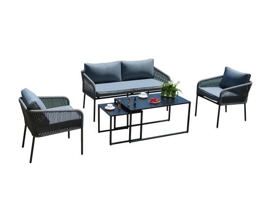 Комплект садовой мебели LEVINE стол, диван и 2 кресла, черный