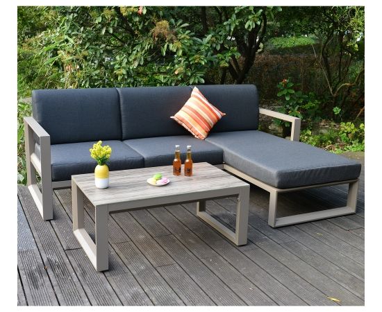 Комплект садовой мебели POSTA угловой диван и стол, коричневый