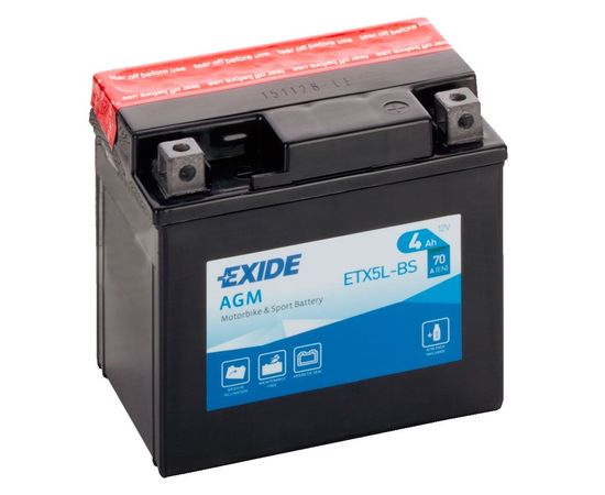 Exide Moto akumulators YTX5L-BS 12V 4Ah 70A 113x70x105 ETX5L-BS