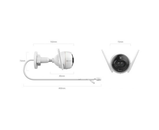 Ezviz C3X 4MP 2K Divu linzu ārtelpu IP67 kamera ar uzlabotu AI ultra dzidru nakts redzamību Wi-Fi Micro SD Balta