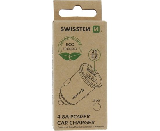 Swissten Eco Friendly Metal Premium Auto Lādētājs 2 x USB 4.8A