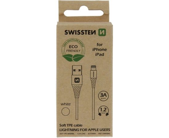 Swissten Eco Friendly Fast Charge 3A Lightning Datu un Uzlādes Kabelis 1.2m