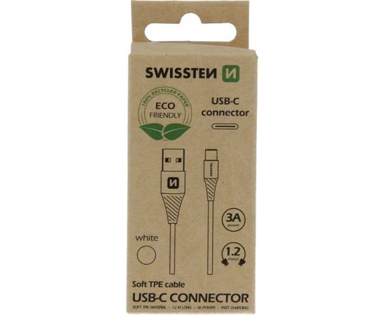 Swissten Eco Friendly Universāls Quick Charge 3.1 USB-C Datu un Uzlādes Kabelis 1.2m