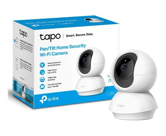 TP-Link Tapo Pan/Tilt Smart Security Camera, Indoor CCTV, 360° Rotational Views, Works with Alexa&Google Home, No Hub Required, 1080p, 2-Way Audio, Night Vision, SD Storage, Device Sharing (TC70)