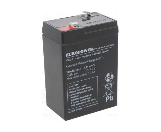 BATTERY 6V 4.5AH VRLA/EP4.5-6 EUROPOWER EMU