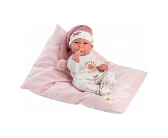 Llorens Lelle zīdainis Nica meitene ar spilvenu un mānekli (vinila ķermenis) 40 cm Spānija LL73880