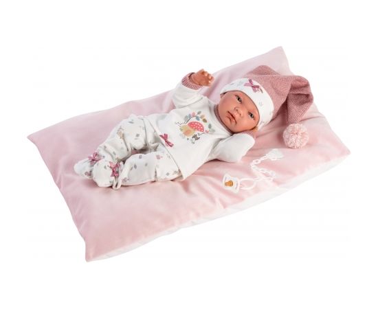 Llorens Lelle zīdainis Nica meitene ar spilvenu un mānekli (vinila ķermenis) 40 cm Spānija LL73880