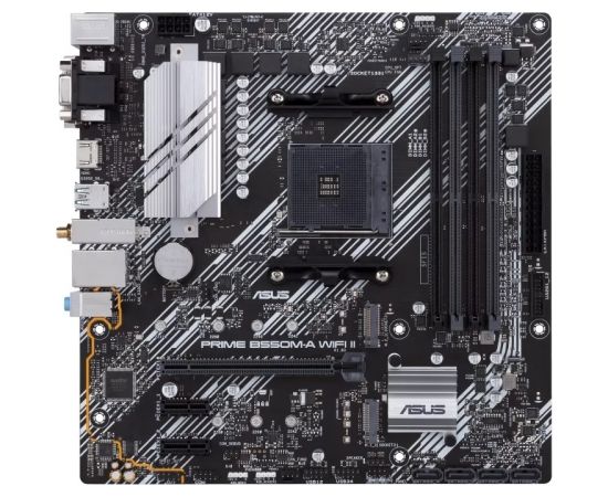 Asus PRIME B550M-A WIFI II Processor family AMD, Processor socket AM4, DDR4 DIMM, Memory slots 4, Supported hard disk drive interfaces 	SATA, M.2, Number of SATA connectors 4, Chipset AMD B550, microATX