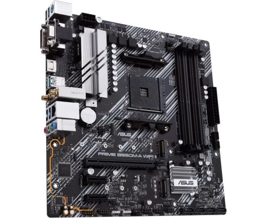 Asus PRIME B550M-A WIFI II Processor family AMD, Processor socket AM4, DDR4 DIMM, Memory slots 4, Supported hard disk drive interfaces 	SATA, M.2, Number of SATA connectors 4, Chipset AMD B550, microATX