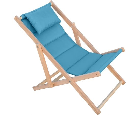 Royokamp Leżak drewniany Classic Soft z zagłówkiem niebiesko - szary