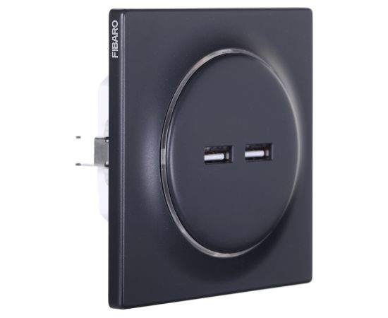 Fibaro FGWU-021-8 socket-outlet 2x USB Black