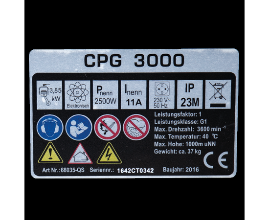 Ģenerators CPG3000 3,85kW 230V ar benz.dzin.T.I.P.