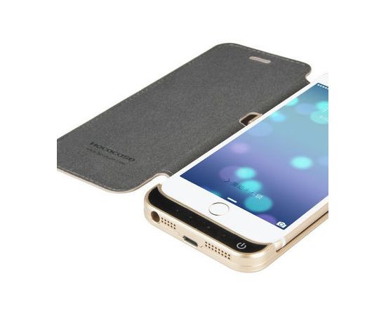 Apple iPhone 6 UPC01 Ultra thin battery 3000mAh with leather case gold HOCO (Ir veikalā)